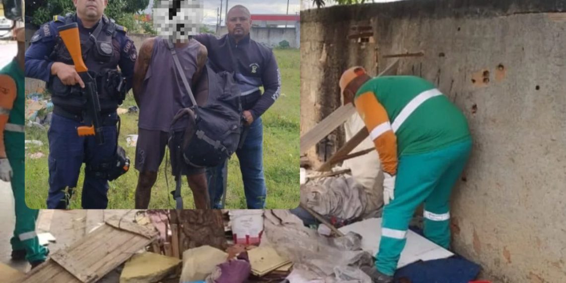 Homem que morava em barraco construído na calçada tenta fugir de guardas mas acaba detido em Campos