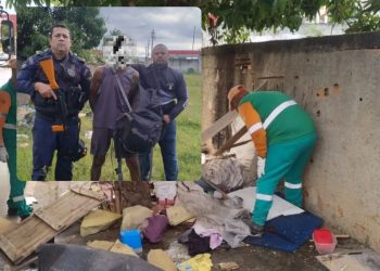 Homem que morava em barraco construído na calçada tenta fugir de guardas mas acaba detido em Campos
