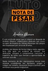 Identificada funcionária da Câmara de Campos que morreu após grave acidente