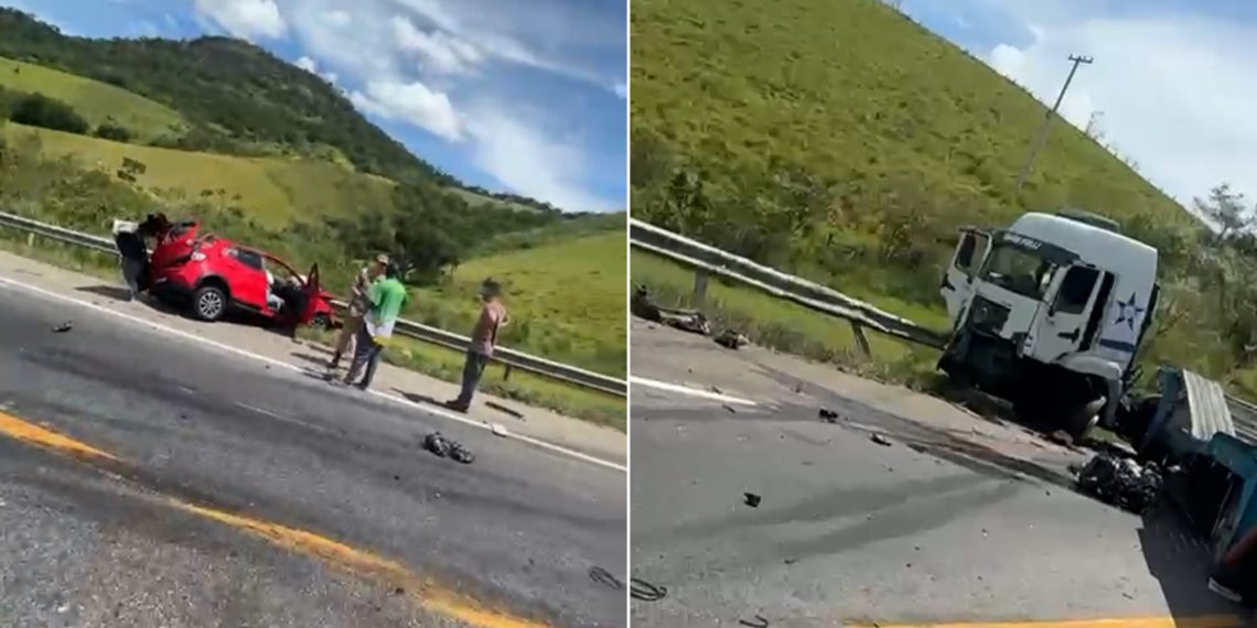 Grave acidente na BR-101 deixa dois mortos e interdita rodovia