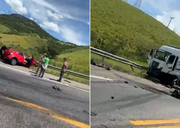 Grave acidente na BR-101 deixa dois mortos e interdita rodovia