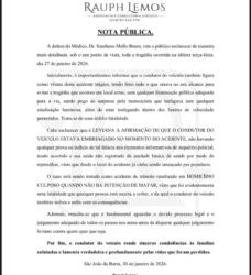 Defesa diz que médico envolvido em acidente não estava embriagado e “foi pego de surpresa por moto sem sinalização luminosa”