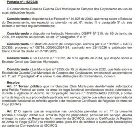 Guardas Municipais de Campos estão autorizados a utilizar armas em serviço