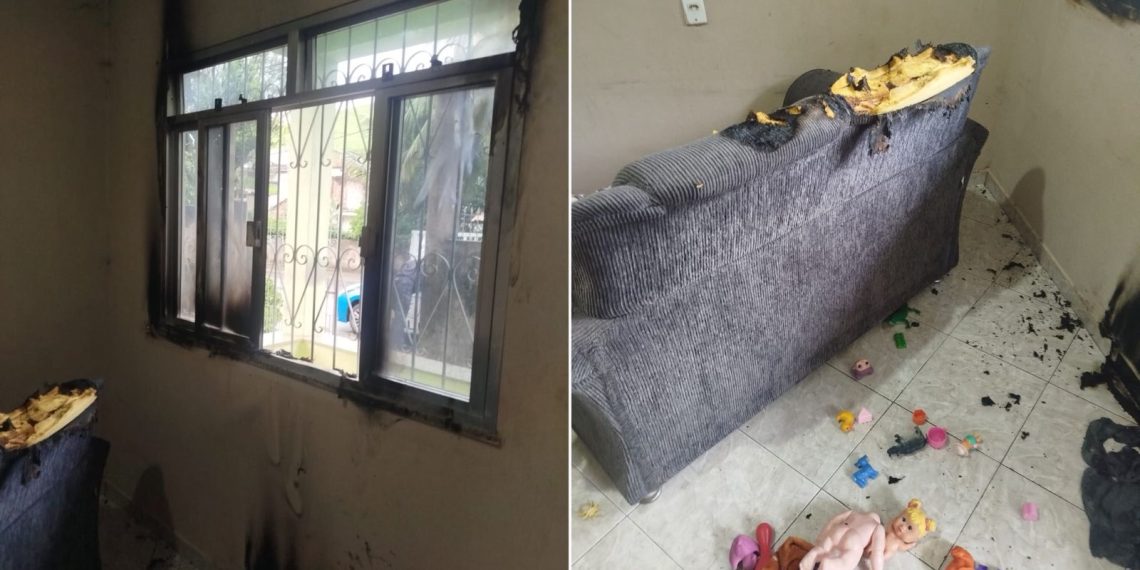 Mulher é presa após atear fogo em parte da casa com companheiro e filha dentro