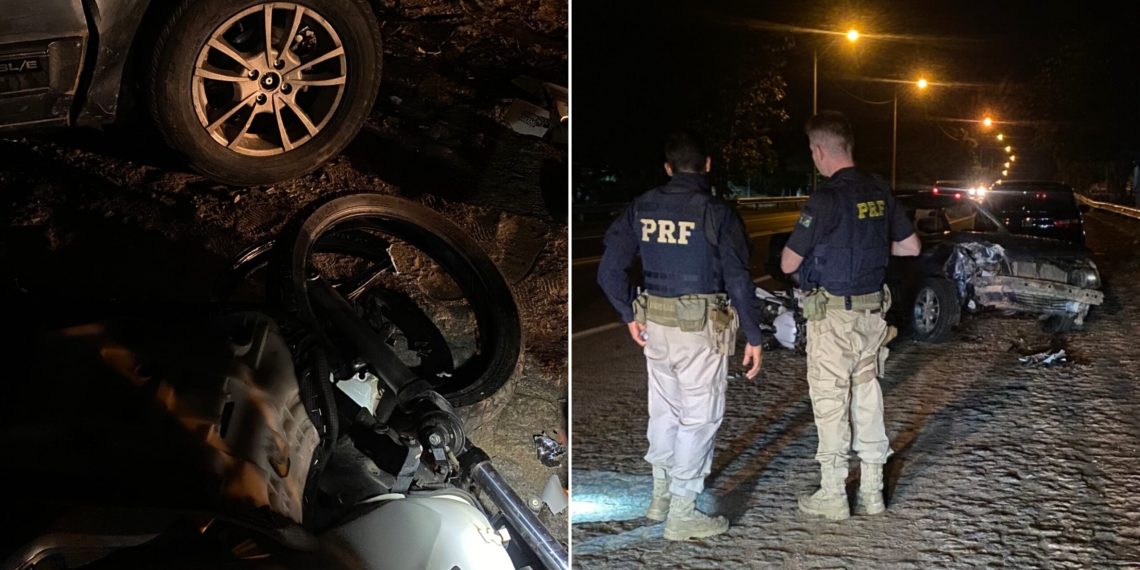 Motociclista fica ferido após acidente com carro na BR-101 em Campos