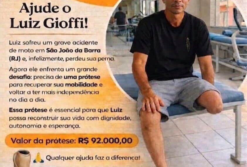 Família de homem que perdeu a perna após acidente em SJB faz campanha para comprar prótese