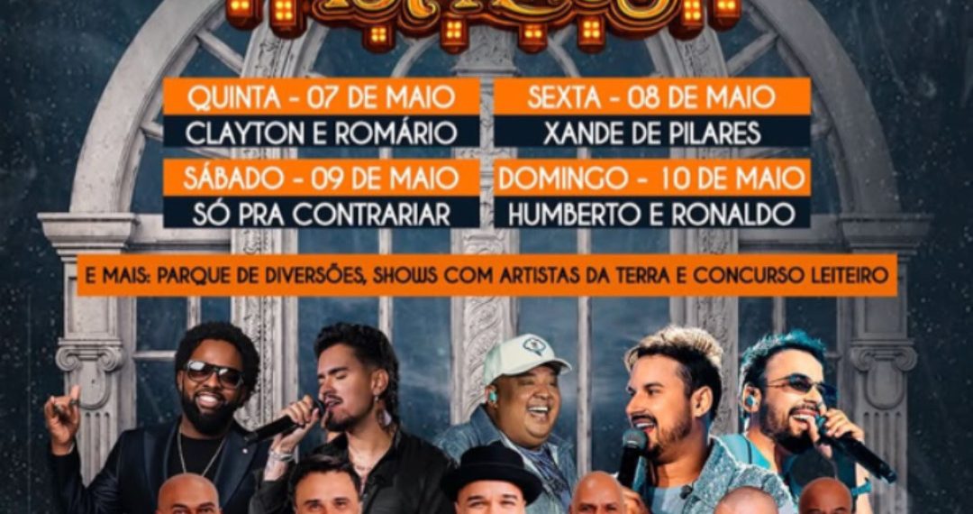 Festa de Maio em Itaperuna começa nesta quinta com diversas atrações nacionais