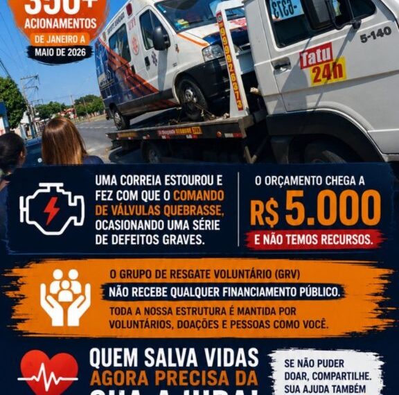 Após pane em ambulância, Grupo de Resgate Voluntário busca doações para continuar salvando vidas